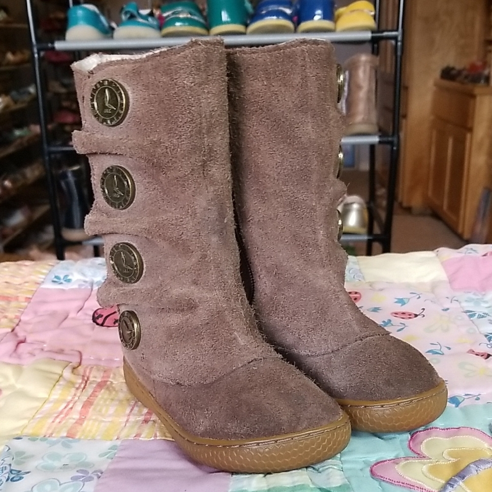 Livie & Luca Brown Kids Boots with Button Accents Size 13 Suede Marchita